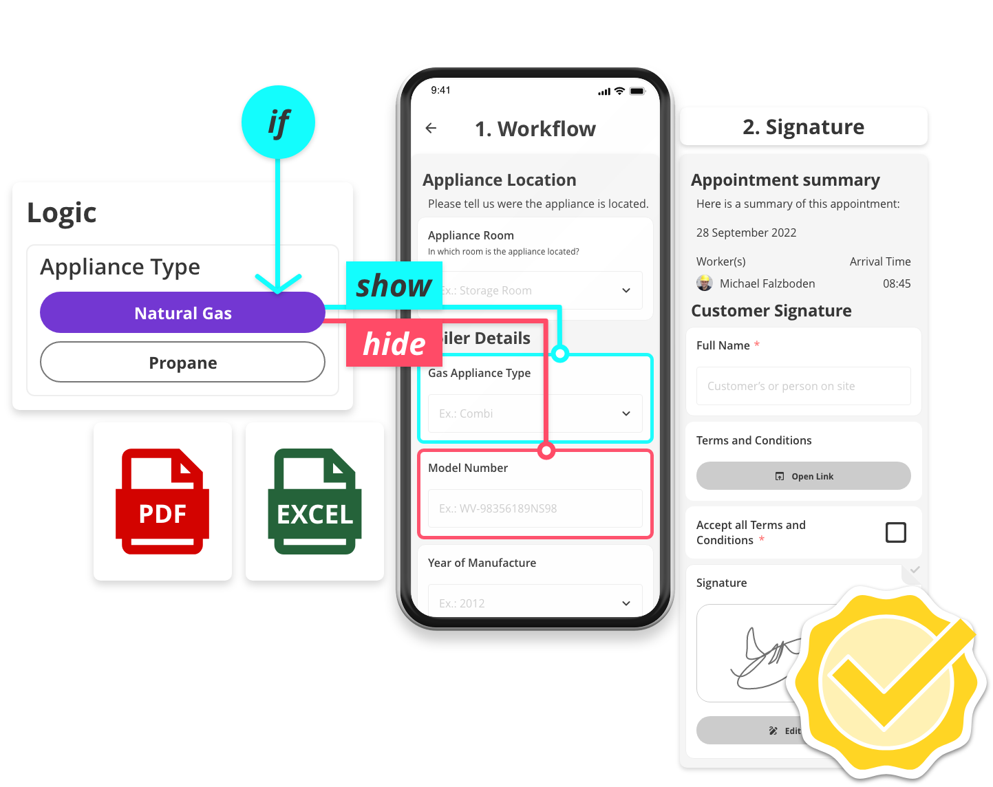 Field work workflows with logic